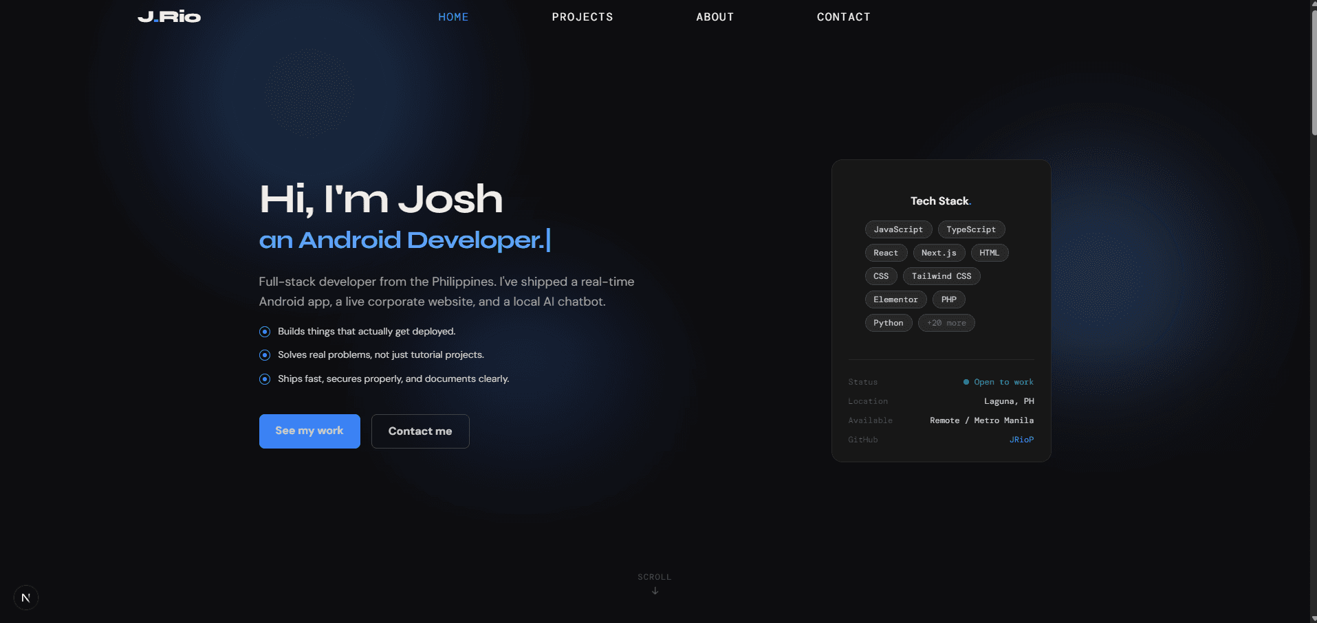 Rio Portfolio Website in Next.js